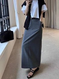 The Ro* Grey Side Slit Skirt Basic & Casual Dresses