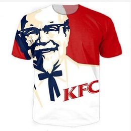 Newest Fashion Mens Womans KFC Colonel sanders Summer Style Tees 3D Print Casual T-Shirt Tops Plus Size BB080267y