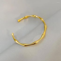 Bangle Classic Metal Bamboo Open Bangles&bracelets For Women Fashion Brand Jewellery Delicate Simple Style Bangles