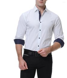 Men's Dress Shirts 2023 Fashion Cotton Men Clothing White Wrinkle Resistant Long Sleeve Business Casual Formal Elasticity US Size