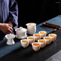 Teaware Sets Travel Chinese Tea Set Accessories Mugs Infuser Gaiwan Luxury Traditional Juego De Te Teapot Ceramic AB50TS