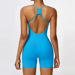 Active Sets Yoga Jumpsuit Women Without Padding Gym Set Sport Clothes Clothing For Sportswear Fitness Overalls Mono Mujer Blue