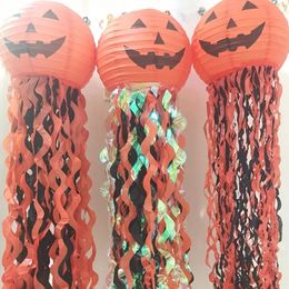 11 Inch Pumpkin Witch Skull Bat Hanging Paper Lantern - Perfect for Halloween Home Decorating & Party Props!