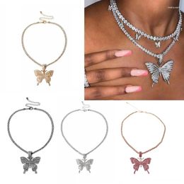 Chains Fashion 3D For Butterfly Pendant Necklace Sparking Crystal Ne