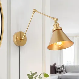 Wall Lamp Sconces Modern Plug In Or Hardwired Adjustable Swing Arm For Bedroom Room And Kitchen