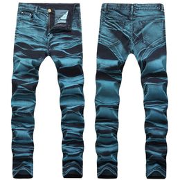 Men's Distressed Ripped Skinny Jeans Fashion Mens Jeans Slim Motorcycle Moto Biker Mens Denim Pants Hip Hop Men Jeans 1603248o