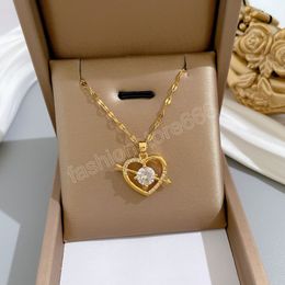 316L Stainless Steel Romantic Necklace For Women Arrow Heart Rhinestone Pendants Female Chains Gift Jewellery Accseeories