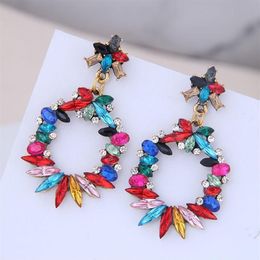 Dangle & Chandelier 2021 Bohemian Drop Earrings For Women Geometric Colourful Crystal Rhine Stone Earring Fashion Jewellery Accessor250Z