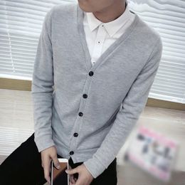 Men's Sweaters Black Knitwear Coat V Neck In Plus Size Button Front Cardigan Tops Fashionable And Comfortable