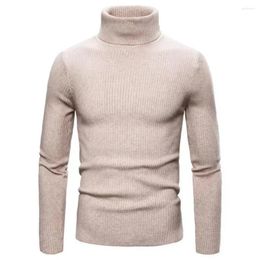 Men's Sweaters Slim Fit Knitting Top Stylish Knit Sweater Turtleneck Pullover For Autumn/winter Solid Colour Long Sleeve Ribbed