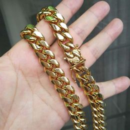 2018 New 8mm 10mm 12mm 14mm Stainless Steel Curb Cuban Chain Necklace Boys Mens Fashion Chain Dragon Clasp Gold RoseGold jewelry222v