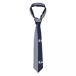 Bow Ties Nautical Navy Blue Stripes And White Anchor Necktie 8 Cm Neck For Men Shirt Accessories Cravat Wedding Party