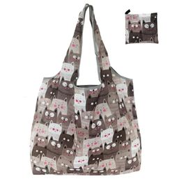 Shopping Bags Fashion Printing Foldable EcoFriendly Bag Tote Folding Pouch Handbags Convenient Largecapacity for Travel Grocery 231013