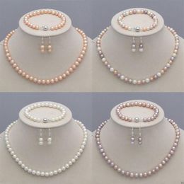 8-9mm Natural Akoya Cultured Pearl Necklace Bracelet Earrings Jewellery Set informati249n