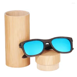 Sunglasses BerWer 2023 Fashion Men Women Sun Glasses Bamboo Brown Color Wooden Frame Handmade Sunglass