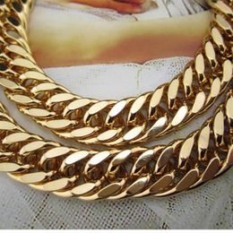 12mm Thick Chunky Heavy Chain 18K Yellow Gold Filled Solid Double Curb Chain Mens Necklace Hip Hop Jewellery Gift2902