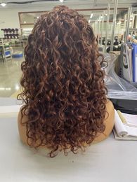 Highlight Ombre Lace Front Wig Curly Human Hair Wigs Honey Blonde Coloured HD Deep Wave Frontal Wigs For Black Women