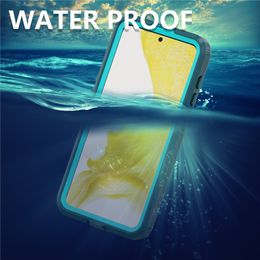 3 in 1 IP68 Waterproof Vouge Phone Case for Samsung Galaxy S23 Ultra Rope Outdoor Sports Full Protective Rugged Armor Transparent Shell Supporting Wireless Charging