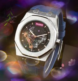 Man Screw Bezel Luxury Mens Watches Quartz Battery Core High Quality Chronograph Clock Rubber Stainless Steel Belt Men Fashion super bright waterproof Wristwatch