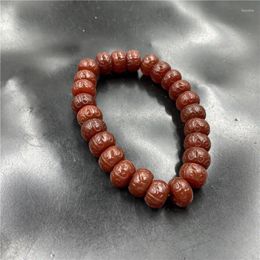 Strand Red Embossed Carved Agate Bracelet For Men And Women Peace Buckle