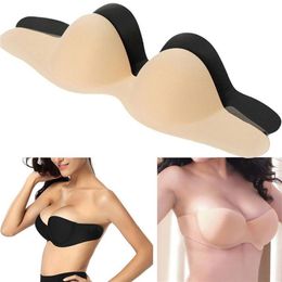 Womens Solid Colour Self Adhesive Invisible Strapless Bra push up silicone Backless stick On Gel Busty Boob Intimates Accessories 2264G