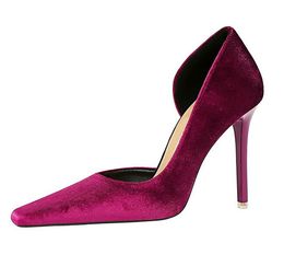 Fashion Heels For Women Stilettos Square Toe Side Hollowed Out Women Pumps Xishi Velvet High Heels Lady Sexy Party Shoes
