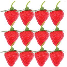 Decorative Flowers 24 Pcs Fruit Simulated Strawberry Model Decorating Kit Artificial Fruits Decoration Faux Strawberries Fake Toddler