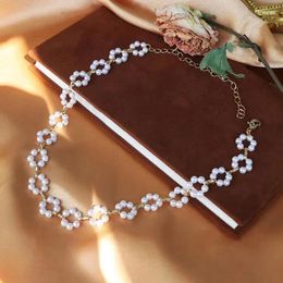 Necklace Earrings Set Minority Style Simulated Pearl Flower Jewellery Romantic Imitation White Bracelet And For Women 2023 Summer