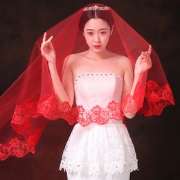 bridal veils romantic wedding veil white ivory one layer 1.5* 2m lace appliques edged short bridal veils no with comb