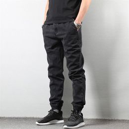 Japanese Style Joggers Jeans Pants Men Black Blue Streetwear hombre Pants Hip Hop Denim Jeans Men Slim Fit Cargo Homme287R