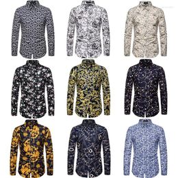 Men's Casual Shirts Long Sleeved Shirt Hawaiian Floral Print Lapel Holiday Style 10 Colors