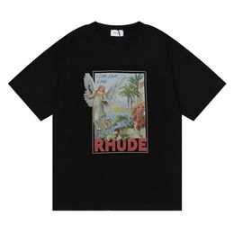 21ss Designer Rhude Mens T Shirts Letter Laminated Print Short Sleeve High Street US Size M-XL279E