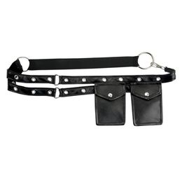 Black Leather Men Women Unisex Mini Pouch Waist Pocket Belt Bag Burlesque Outfits Gothic Steampunk Clothing Sexy Corset Accessor2944