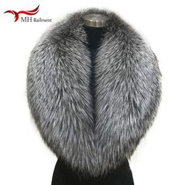 Winter female 100% Silver Fox Fur Collar Full Leather Red Fox Scarf Shawl Real Plush Coat Leather Jacket Fur Collar Scarf women 20237f