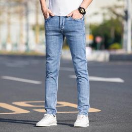 Men's Jeans 2023 Spring/Summer Light Blue Slim Fit Straight Leg Trend Versatile Simple Pants