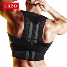 Men's Body Shapers CXZD Men Brace Support Belt Adjustable Spine Posture Corrector Back Correction Humpback Band Lumbar Should2472