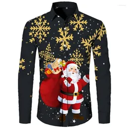 Men's Casual Shirts Designer Long Sleeve 3D Printed Polo Neck Shirt Comfortable Soft Fabric Holiday Christmas Party Gift 2023