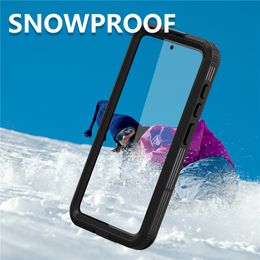 3 in 1 Snowproof Phone Case for Samsung Galaxy S23 Ultra Rope Outdoor Sports Full Protective IP68 Waterproof Transparent Armour Shell Supporting Wireless Charging