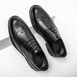 Dress Shoes Men's Leather Round Toe Thick Bottom Comfortable Wear-Resistant Non-slip Vintage Model Spring And Autumn Main Push