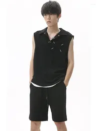 Men's Tracksuits SYUHGFA Summer Two Piece Suit Korean Style Fashioon Short Sleeve T-shirts Sleeveless Vest Male Casual Shorts Solid Colour