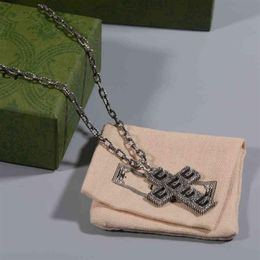 Jewelry 76% OFF double Cross Necklace Sterling Silver Antique Carved pattern square chain versatile couple necklace205o