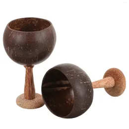 Wine Glasses 2 Pcs Coconut Shell Bowl Cup Red Glass Rack Decorative Cups Mother Coffee With Lid