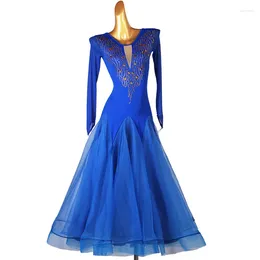 Stage Wear Lady's Advanced Ballroom Competition Dance Dress 2023 Design Waltz Dancing Skirt Royal Blue Standard Dresses