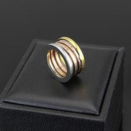 Whole-Agood high quality titanium steel three Colours rings for couples lovers women men wedding jewelry2801