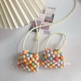 Evening Bags INS Macaron Candy Color Cute Mini Beaded Bag Fashion Summer Colorful Handwoven Handheld Crossbody For Women Customization