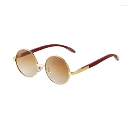 Sunglasses Retro Rivet Brown Gradient Round Men 2023 Designer High Quality 90s Circle Metal Shades Eyewear Women Sun Glasses