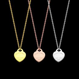 Fashion brand Design Heart Love Necklaces & Pendants for Women Stainless Steel Accessories Zircon Heart Necklace chain Jewelry190h