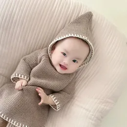 Inverno bebê menina poncho infantil da criança meninos com capuz capa outwear malha manto roupas quentes