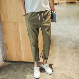 Summer 2020 Joggers Linen Slacks Men's Nine Minutes Of Pants Pure Colour Cultivate One's Morality Mens Trousers 233a