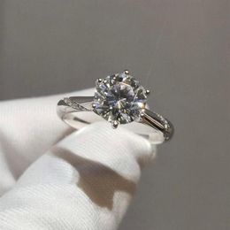 Cluster Rings Genuine 925 Silver 18k White Gold Plated D Color Moissanite Ring Briliant Cut 1 Diamond Test Passed Solitaire Stone238b